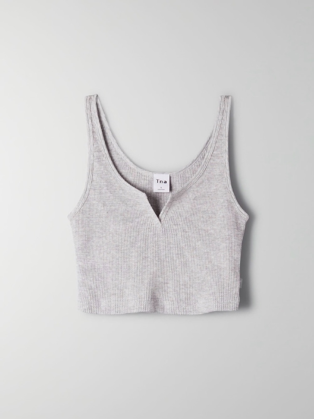 Tna Aritzia Waffle Notch Tank Size XS in Light Gray Size XS